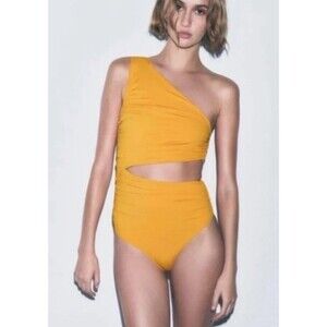 Zara Cut-Out J Bodysuit Sleeveless Yellow Size Medium